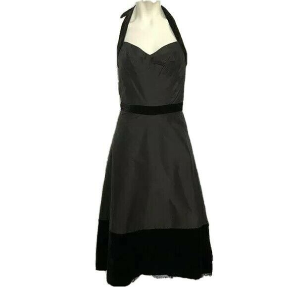 BCBGMAXAZRIA Silk Dress Halter Black Size 0 - Picture 2 of 8